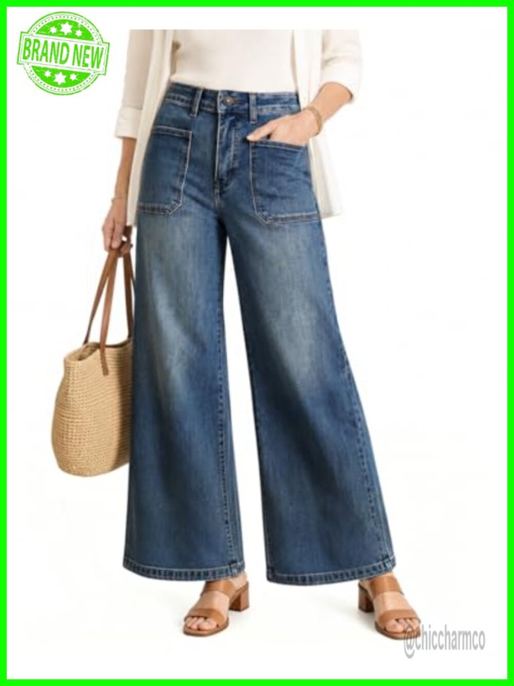 High Waisted Wide Leg Jeans Tummy Control Relaxed Fit Denim Pants